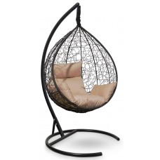 Подвесное кресло-кокон Sevilla черное, подушка бежевая