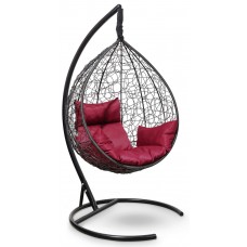 Подвесное кресло-кокон Sevilla черное, подушка бордовая