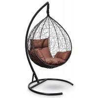 Подвесное кресло-кокон Sevilla черное, подушка коричневая