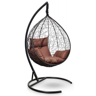 Подвесное кресло-кокон Sevilla черное, подушка коричневая фото