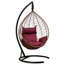 Подвесное кресло-кокон Sevilla горячий шоколад, подушка бордовая