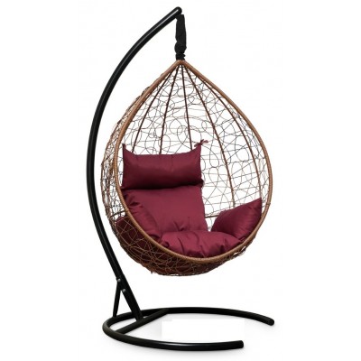 Подвесное кресло-кокон Sevilla горячий шоколад, подушка бордовая фото