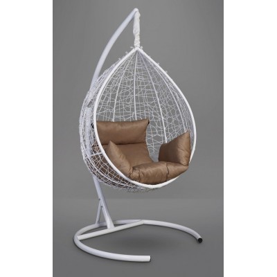 Подвесное кресло-кокон Sevilla белое, подушка бежевая фото