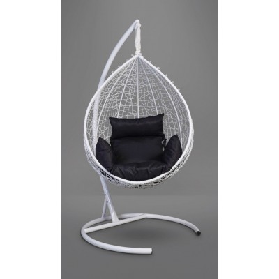 Подвесное кресло-кокон Sevilla белое, подушка черная фото