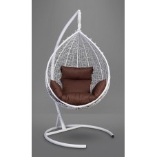 Подвесное кресло-кокон Sevilla белое, подушка коричневая