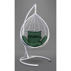 Подвесное кресло-кокон Sevilla белое, подушка зеленая