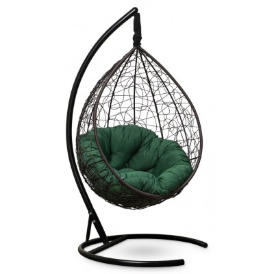 Подвесное кресло-кокон Sevilla Verde коричневое, подушка зеленая фото