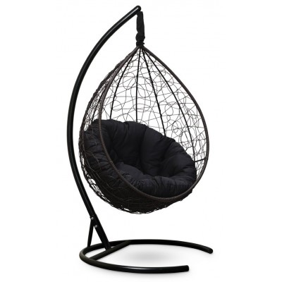 Подвесное кресло-кокон Sevilla Verde коричневое, подушка черная фото