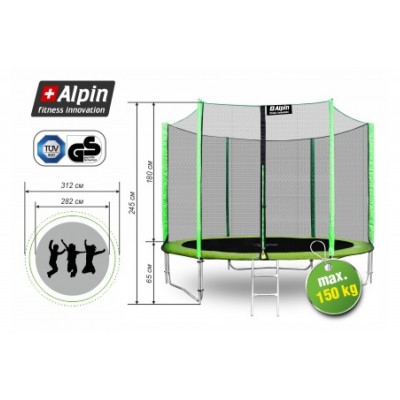 Каркасный Батут Alpin 312 см 10 ft с защитной сеткой и лестницей фото