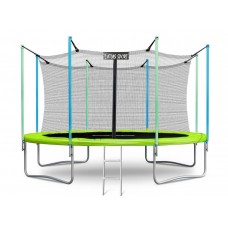 Батут Atlas Sport 374 см (12ft) 4 с внутренней сеткой и лестницей GREEN