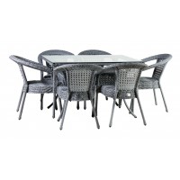Комплект садовой мебели DECO 6 с прямоугольным столом 5045П Серый