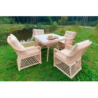 Плетеный комплект мебели MOKKA VILLA ROSA 4 персоны с 8 подушками