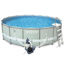 Каркасный бассейн Intex Ultra Frame 26324 488х122см + песочный фильтр-насос, лестница, тент, подстилка