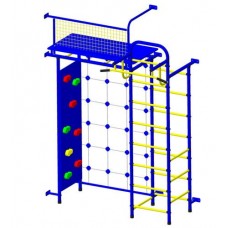 Шведская стенка "Пионер 10СМ" со скалодромом сине/желтый