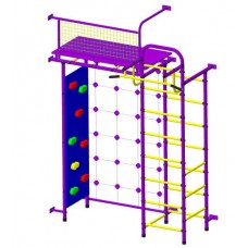 Шведская стенка "Пионер 10СМ" со скалодромом пурпурно/жёлтый