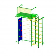 Детский спортивный комплекс "Пионер 10Л" со скалодромом зелёно/жёлтый