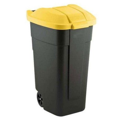 Контейнер для мусора на колесах 110L черный/желтый фото
