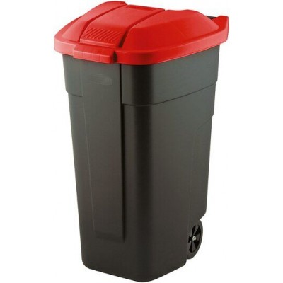 Контейнер для мусора на колесах REFUSE BIN 110 л, черный/красный фото