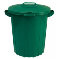 Контейнер пластиковый для мусора зеленый с зеленой крышкой 173554