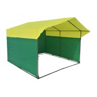 Торговая палатка Домик 3х2 м квадратная труба 20х20 мм тент ПВХ желтый/зеленый