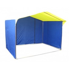 Торговая палатка Домик 3х2 м квадратная труба 20х20 мм тент ПВХ желтый/синий