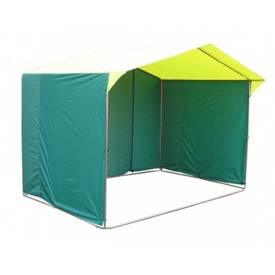 Торговая палатка Домик 2.5х2.0 м труба 25 мм тент ПВХ желтый/зеленый фото
