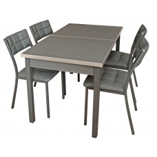 Комплект обеденной мебели Стол Денвер Графит со стульями Дункан графит/тёмно-серый