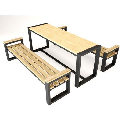 Набор мебели СД1 (в комплекте стол и лавки 2 шт)  (металл + дерев. сосна) фото