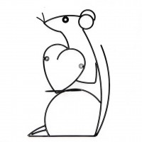 Подставка для цветов Крыса с сердцем настенная НГ10