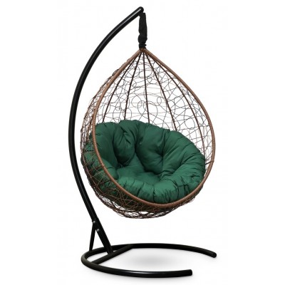 Подвесное кресло-кокон Sevilla Verde горячий шоколад, подушка зеленая фото