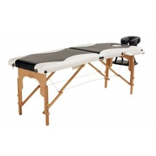 Складной 2-х секционный деревянный массажный стол BodyFit, черно-белый