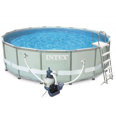 Каркасный бассейн Intex Ultra Frame 26324 488х122см + песочный фильтр-насос, лестница, тент, подстилка фото