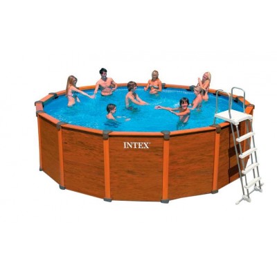Каркасный бассейн с комплектом 569x135 см, Wood-Grain, Intex 28392/54930 фото