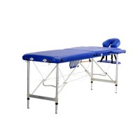 Складной 2-х секционный алюминиевый массажный стол BodyFit, синий