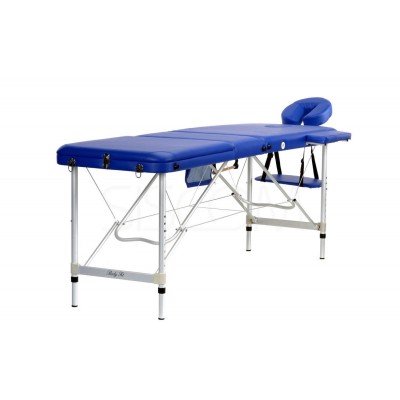 Складной 3-х секционный алюминиевый массажный стол BodyFit, синий фото