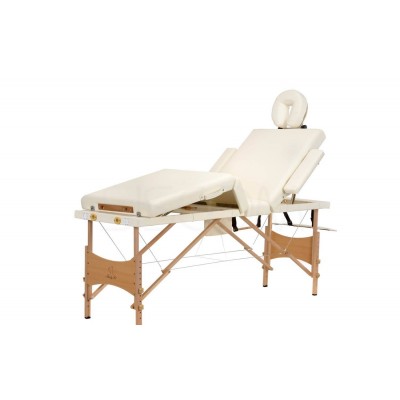 Складной 4-х секционный деревянный массажный стол BodyFit, бежевый фото