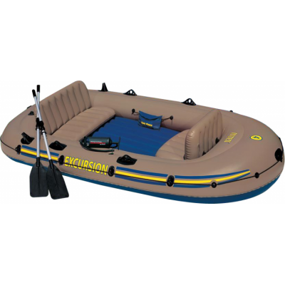 Надувная лодка четырехместная Intex 68324NP Excursion 4, размер 315х165x43 см. фото