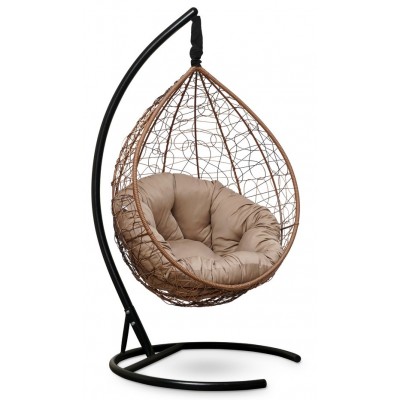 Подвесное кресло-кокон Sevilla Verde горячий шоколад, подушка бежевая фото
