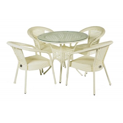 Комплект садовой мебели DECO 4 с круглым столом, белый фото