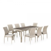 Комплект плетеной мебели T365/Y380C-W85 Latte (8+1) + подушки