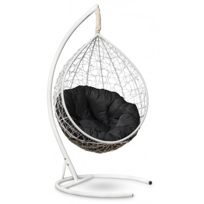 Подвесное кресло-кокон Sevilla Verde белое, подушка черная фото