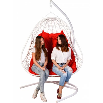 Двойное подвесное кресло BiGarden Primavera White, красный фото