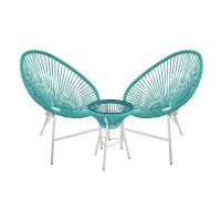 Комплект садовой мебели кофейный ACAPULCO (стол и 2 кресла), бирюзовый