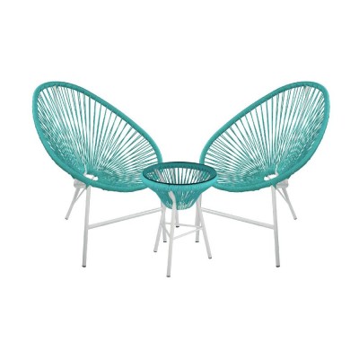 Комплект садовой мебели кофейный ACAPULCO (стол и 2 кресла), бирюзовый фото
