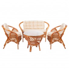 Комплект мебели кофейный из ротанга MELANG (стол+2 кресла+диван), 1305 К