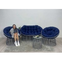 Комплект для отдыха FLATA диван + 2 кресла + столик Серый