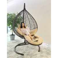 Подвесное кресло-кокон СФЕРА коричневый с подставкой для ног