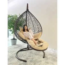 Подвесное кресло-кокон СФЕРА коричневый с подставкой для ног
