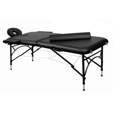 Складной 2-х секционный алюминиевый массажный стол BodyFit, черный 60 см