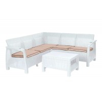 Угловой садовый диван TWEET Corner Set белый (без столика)